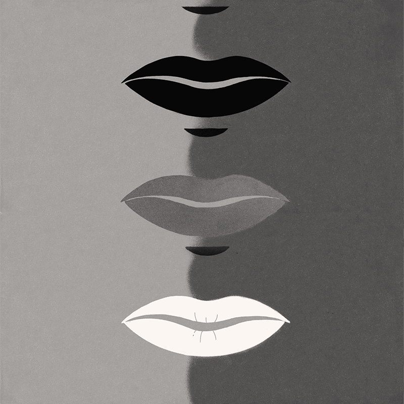 Ilustración de tres pares de labios faciales